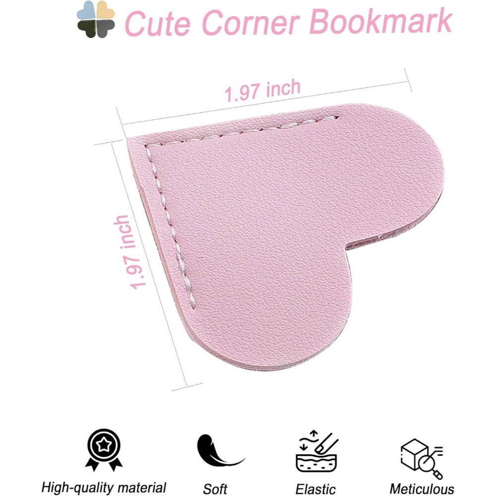 12 PCS Leather Bookmarks for Women with Heart Shape, Cute Corner Bookmark, Book - Picture 3 of 7
